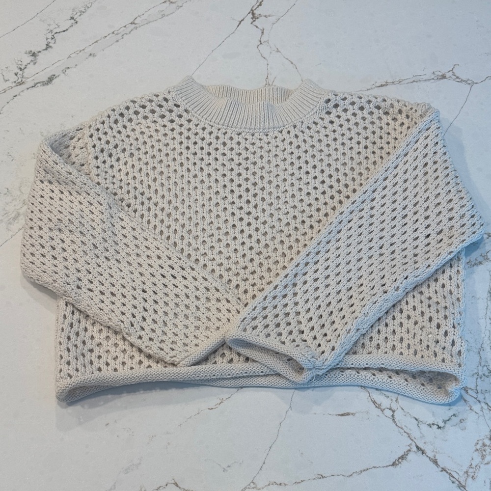 Cream Knit Girls Sweater
